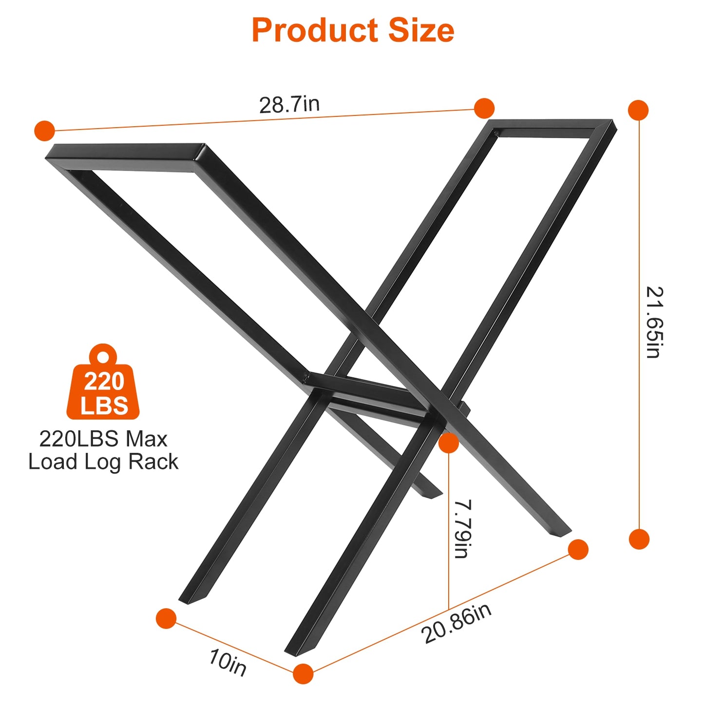 1Pc Firewood Log Rack 220LBS Steel Wood Lumber Storage