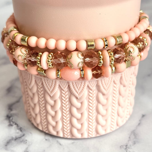 Peachy Pink Tumbler Bracelet Stack -fits 30-40oz