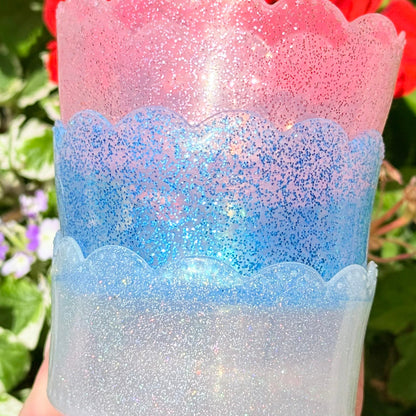 Blue Glitter Scalloped Tumbler Boot -fits 20-40oz