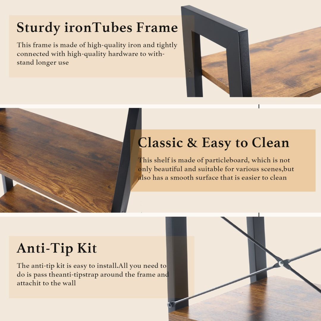 4-Tier Ladder Shelf, Bookcase Storage & Display Shelf