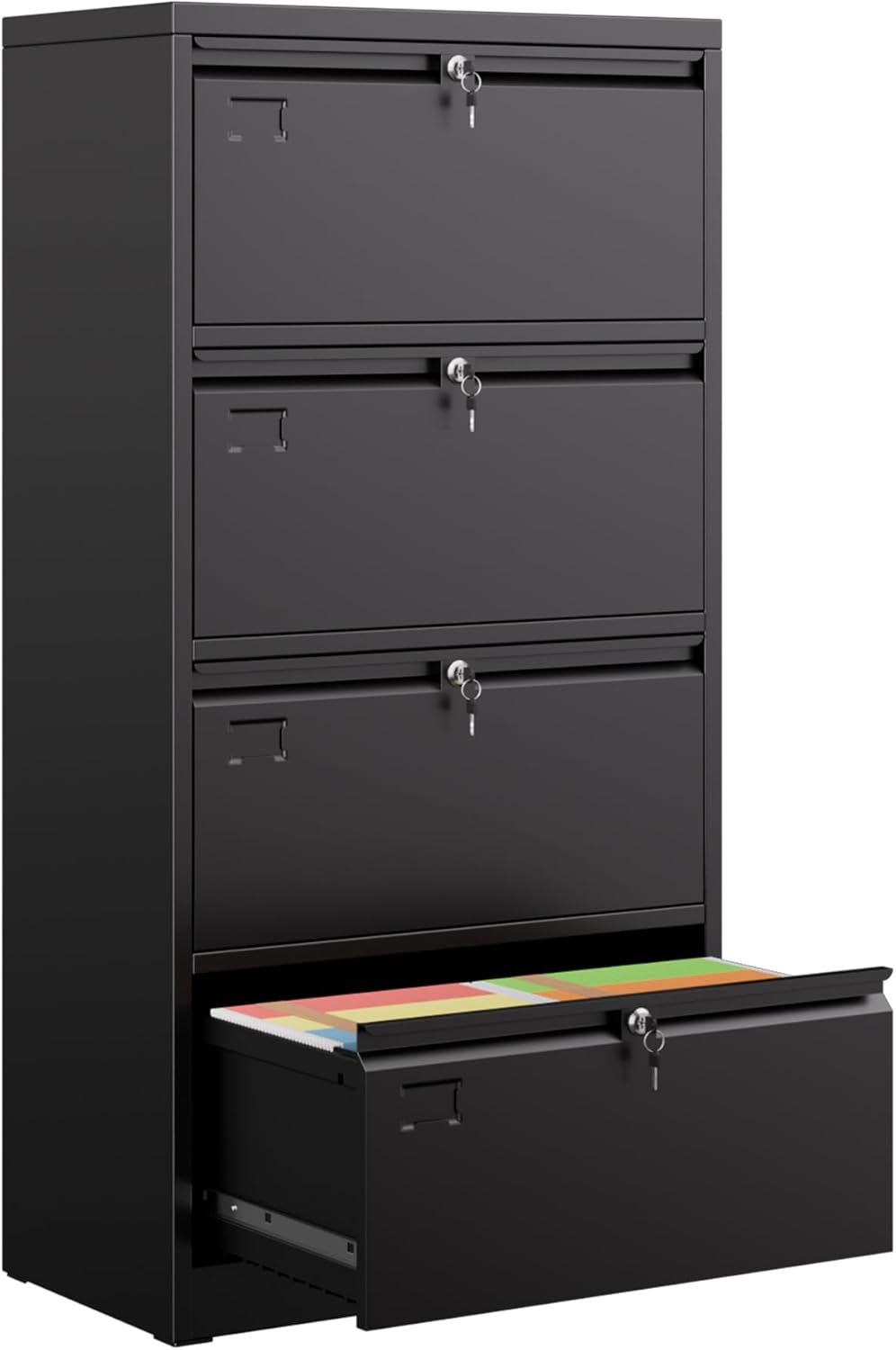 4 Drawer Lateral File Cabinet, Metal Wide Filing Cabinet With Independent Locks