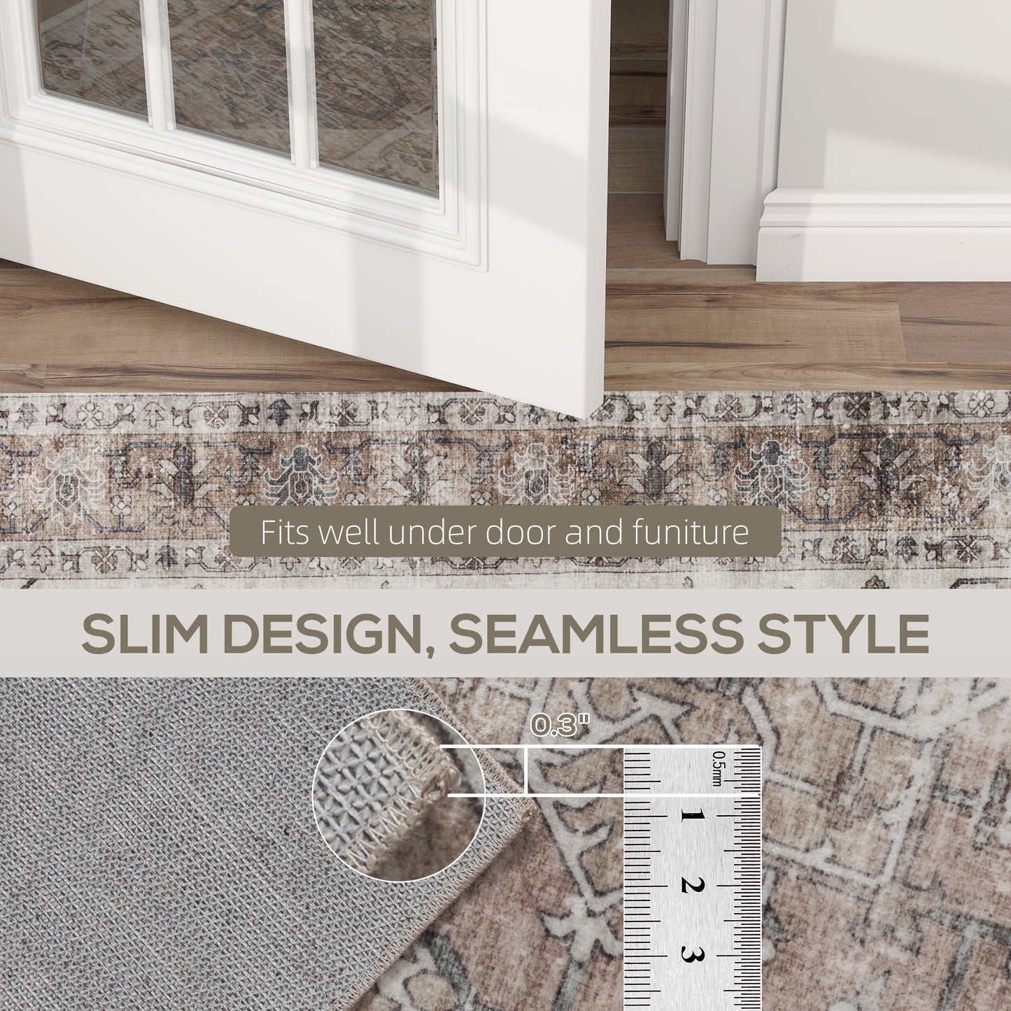 4x6 Area Rug, Vintage Machine Washable Rug