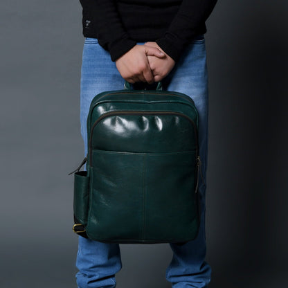 Luxury Italian Leather Backpack, Green