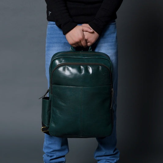 Luxury Italian Leather Backpack, Green