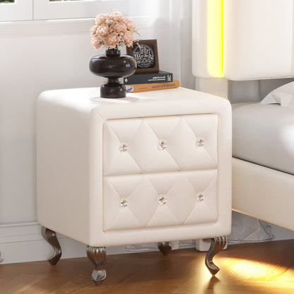 Elegant bedside table with 2 drawers and crystal handles