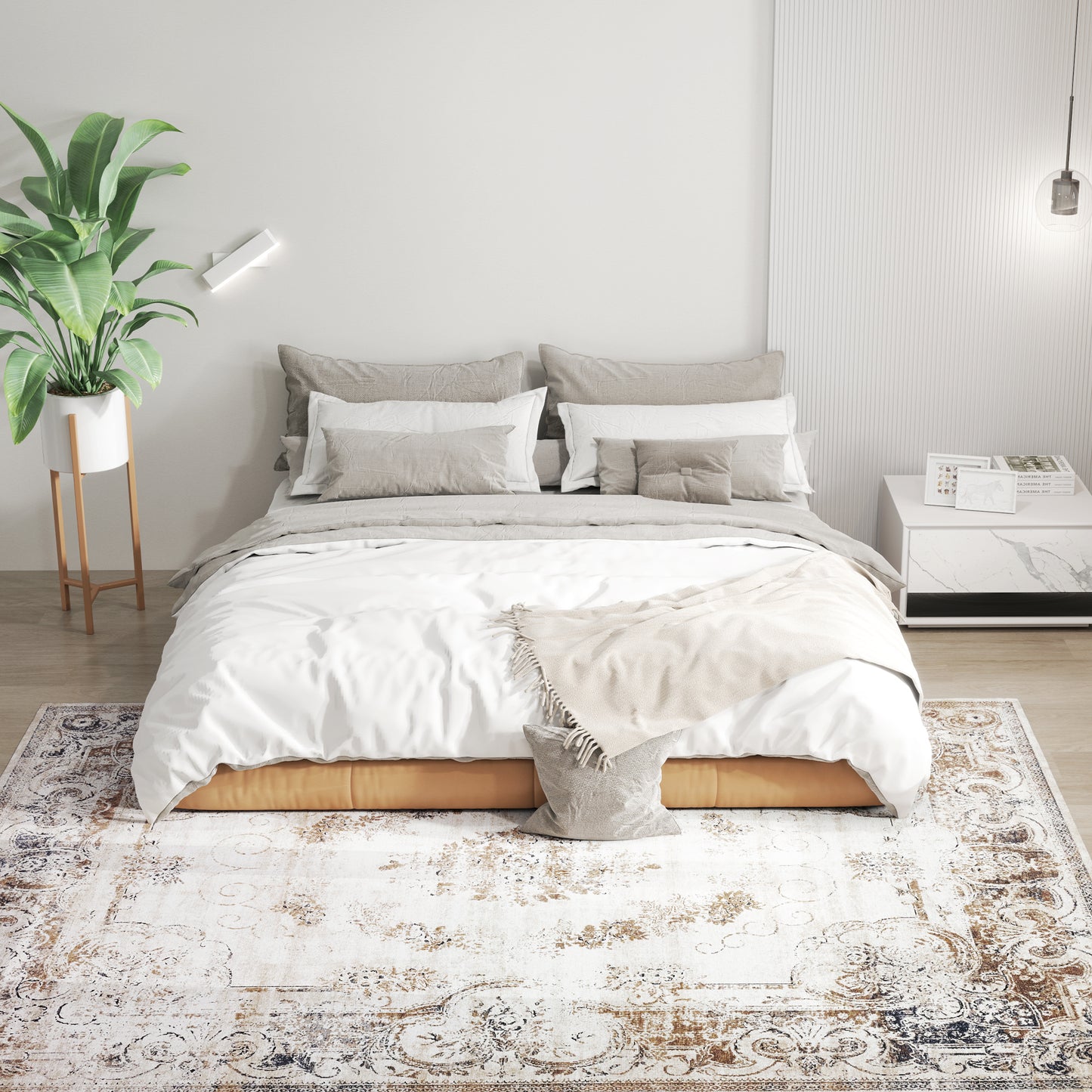 8x10 Boho Area Rug, Machine Washable Carpet