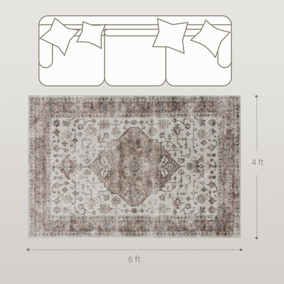 4x6 Area Rug, Vintage Machine Washable Rug