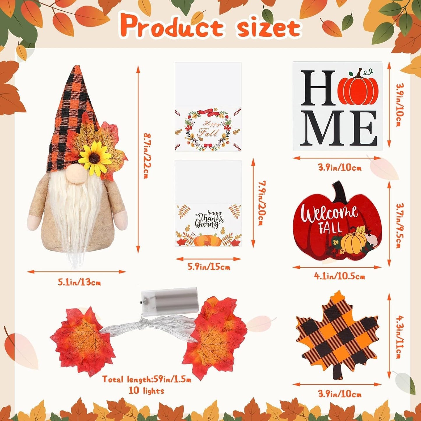 Fall Gnome Tiered Tray Decorations Set - Patrian Supply Co.