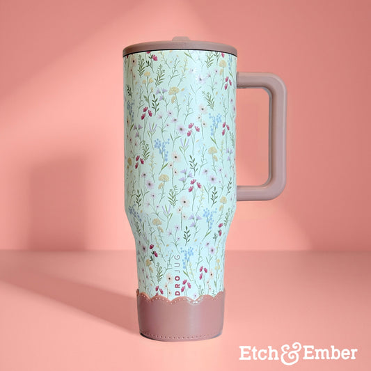 Antique Pink Scalloped Tumbler Boot -fits 20-40oz