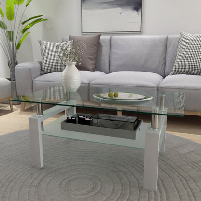 White coffee table, clear coffee table, and modern side or center tables