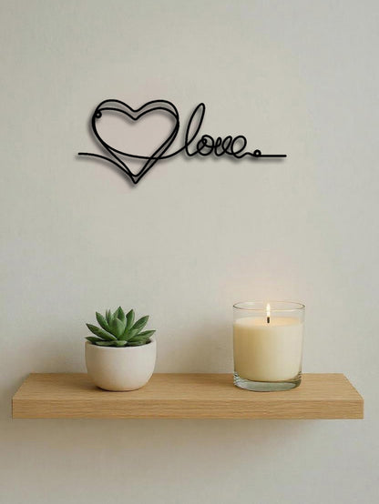 Metal Heart Love Shaped Wall Hanging Ornament Line Art Pendant Metal Wall Decor