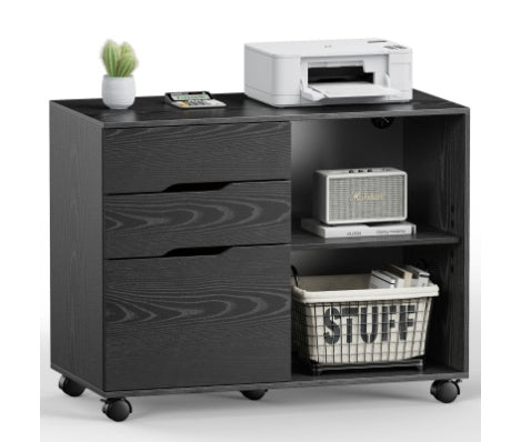 3 Drawer Mobile Rolling Lateral File Cabinet