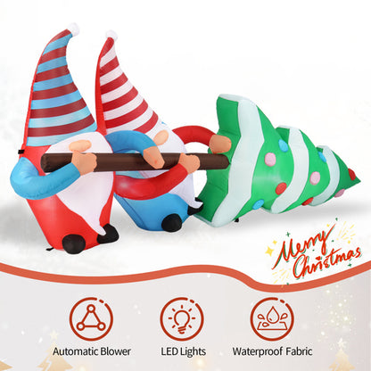 7 FT Lighted Christmas Inflatable Decoration, Inflatable Gnomes Pulling Christmas Tree - Patrian Supply Co.