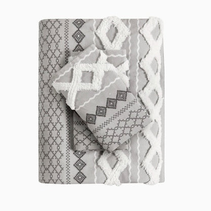 Full Queen Cotton Printed Duvet Cover Set With Chenille - Patrian Supply Co.