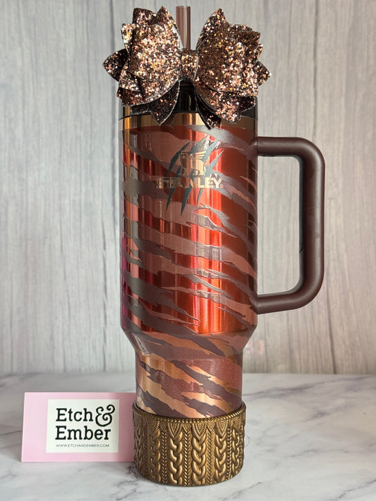 Deep Bronze Metallic MACRAME Tumbler Boot -fits 20-40oz