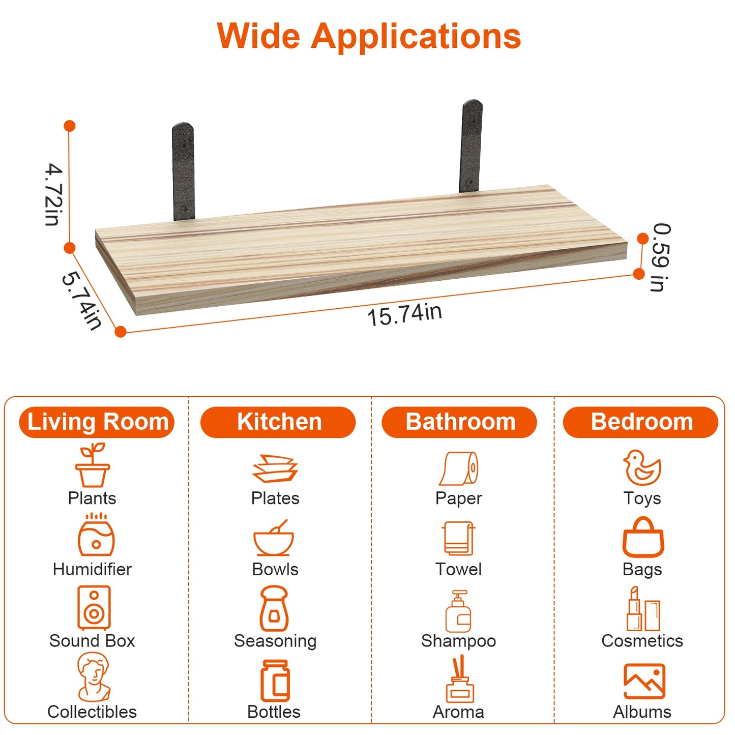 6 Sets Floating Shelves 15.74x5.74Inch