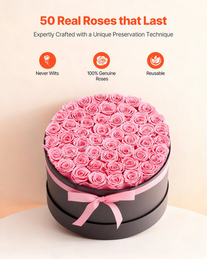 Forever Flowers, 50 Preserved Roses In A Box,