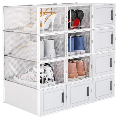 12 Pack Clear White Stackable Storage