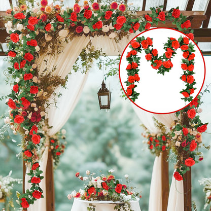 2 Artificial Rose Vine Flowers 16 FT Hanging Garland