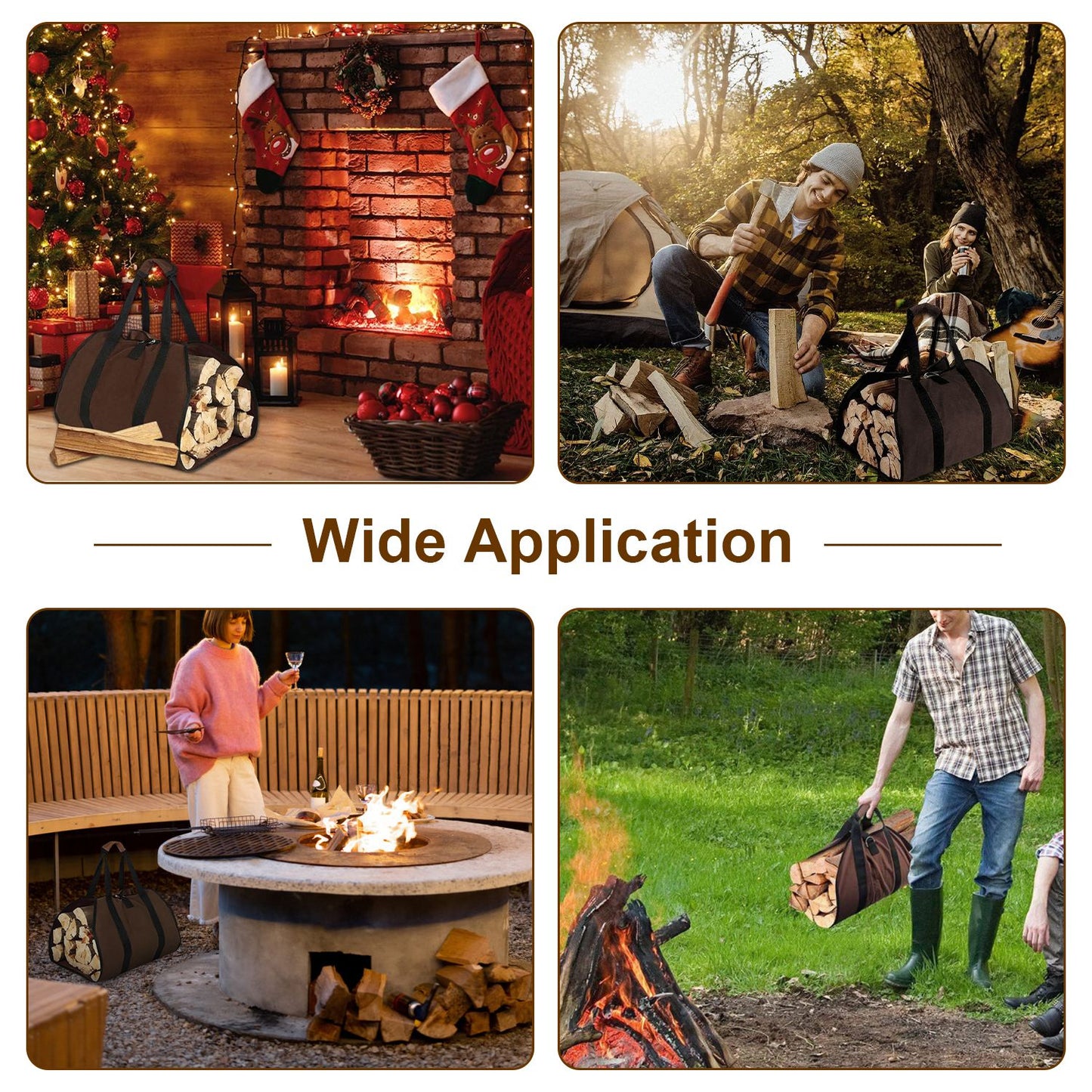 1Pc Firewood Carrier Bag with Handle Durable