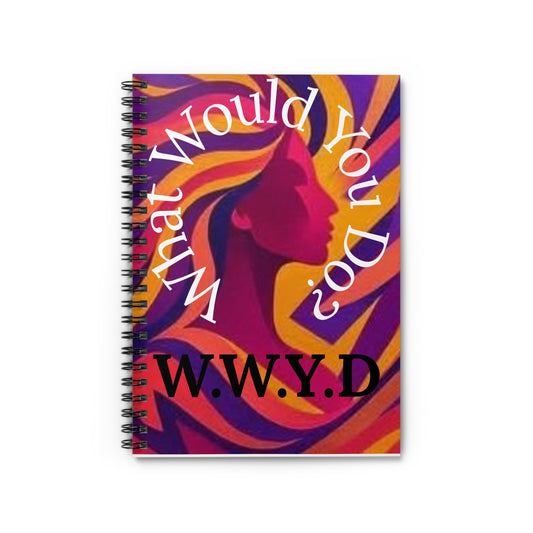 Vibrant Spiral Notebook - Inspiring Creativity, Wellness Journal, Gift for Students, Art Lovers, W.W.Y.D. Design