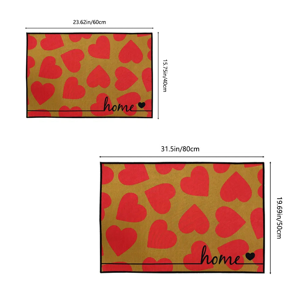 1 PC Heart Pattern Valentine's Day Non-Slip Doormat