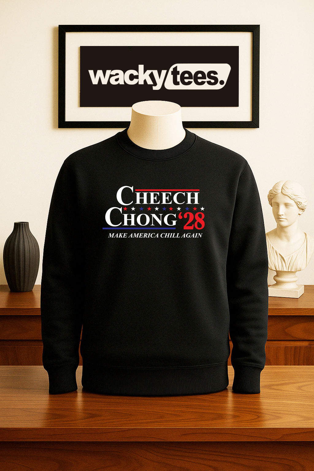 Cheech and Chong 2028 Election Parody Make America Chill Again Graphic Tee Shirt