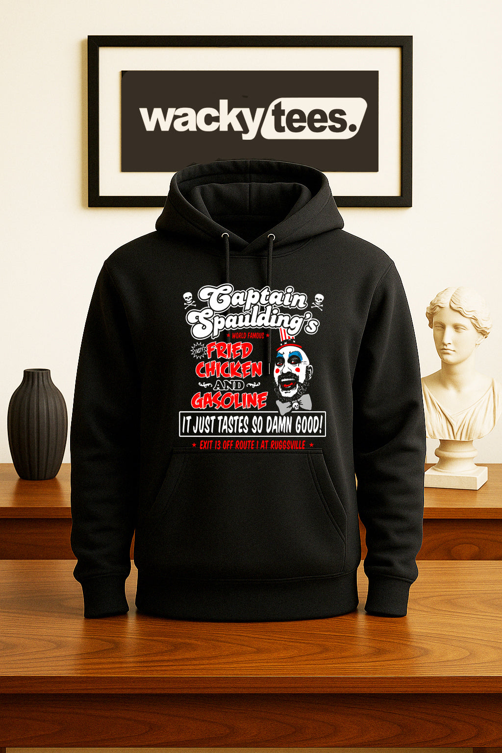 Captain Spauldings Fried Chicken and Gasoline Horror Graphic Tee Shirt