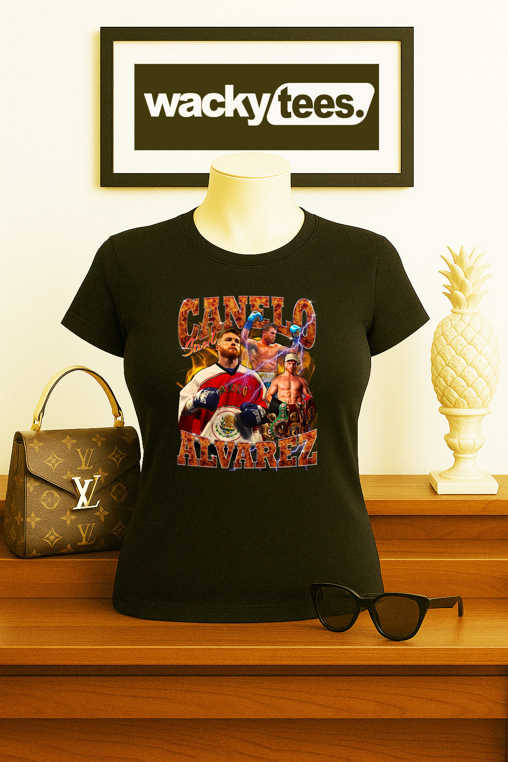 Canelo Alvarez Mexico Lighting Portrait Graphic Tee Shirt