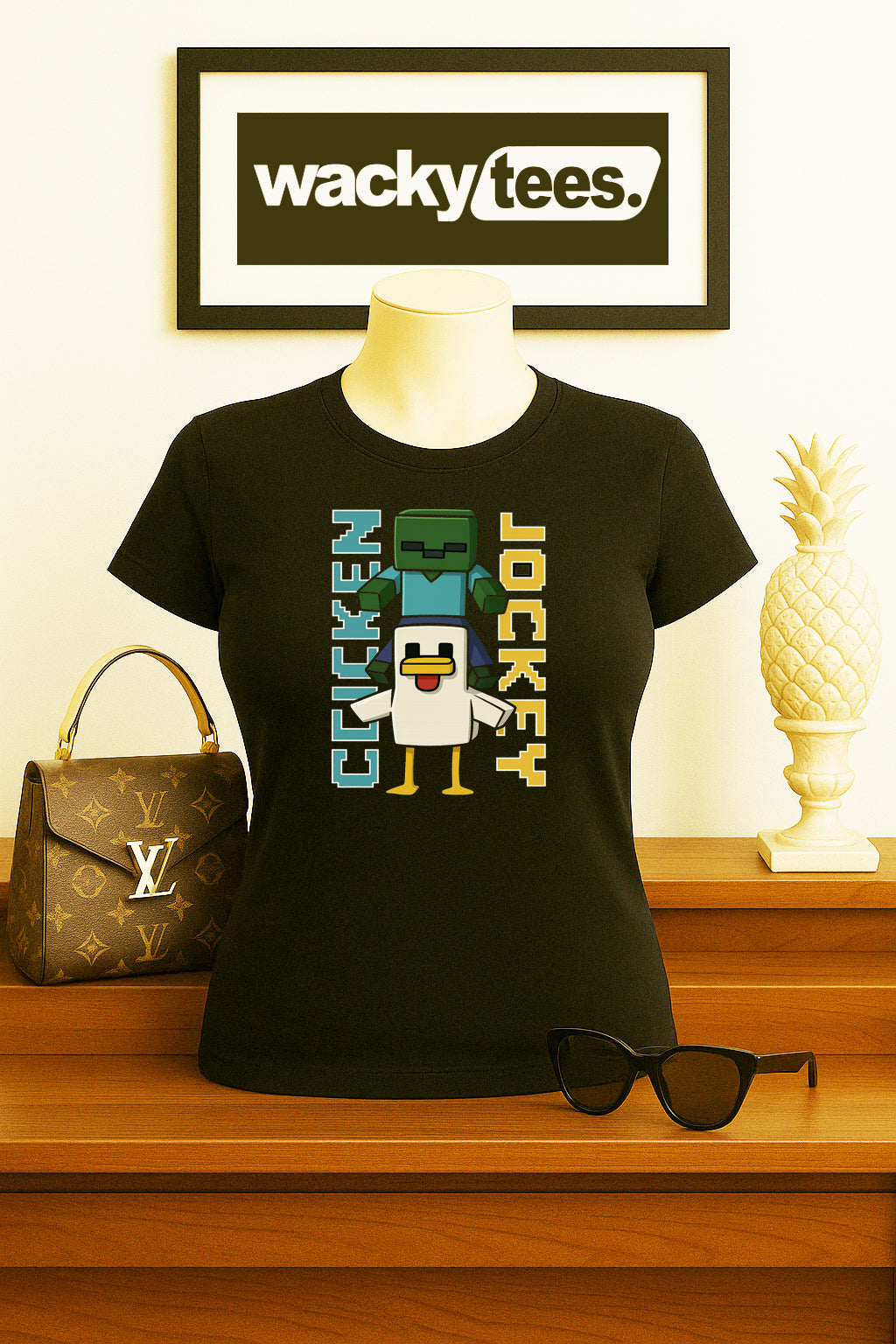 Chicken Jockey Funny Lover Video Gamer Friends Graphic Tee Shirt