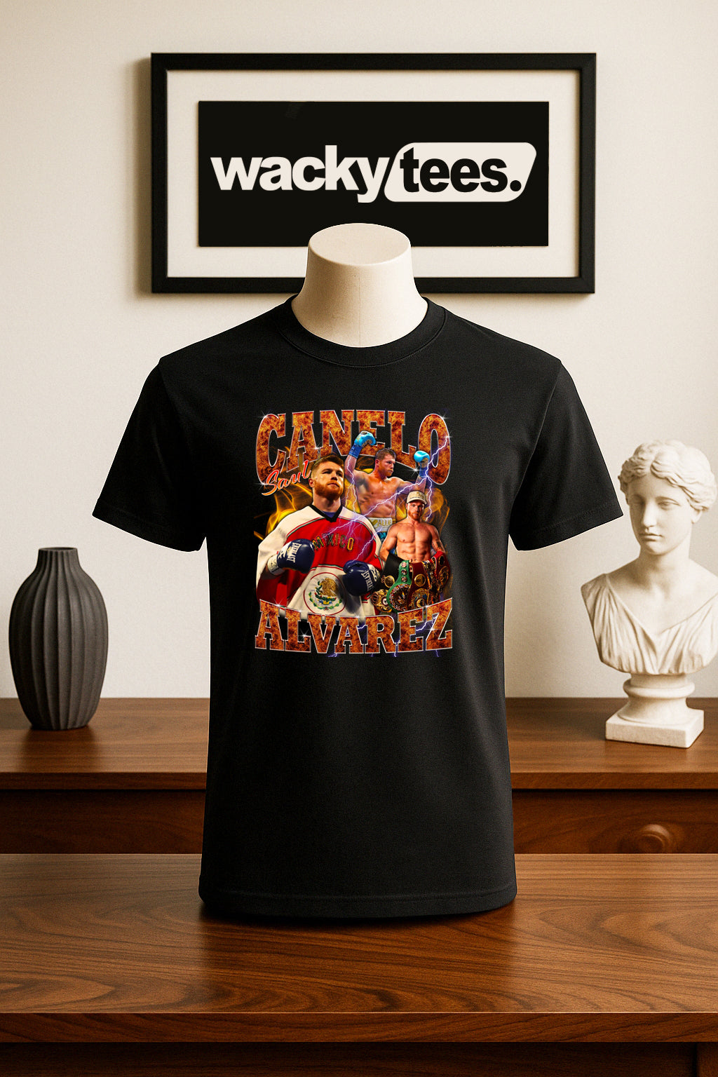 Canelo Alvarez Mexico Lighting Portrait Graphic Tee Shirt