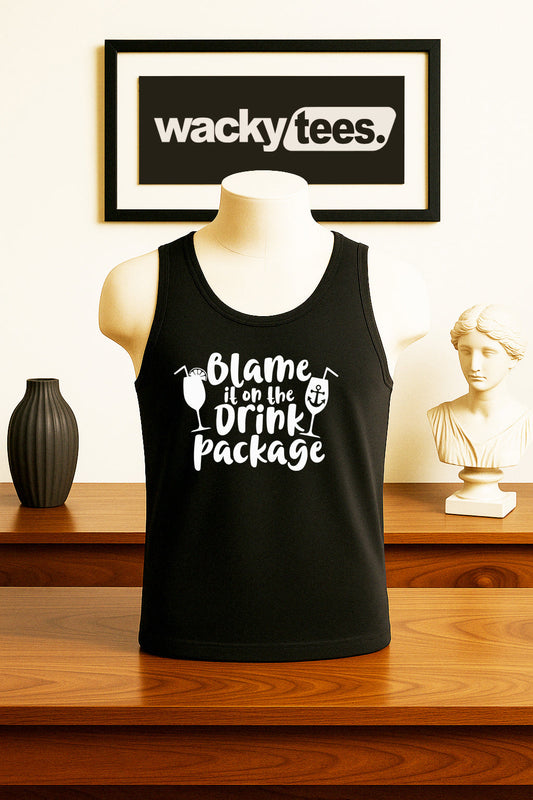 Blame It On The Drink Package Cruise Vacation Boozy Graphic Tee Shirt