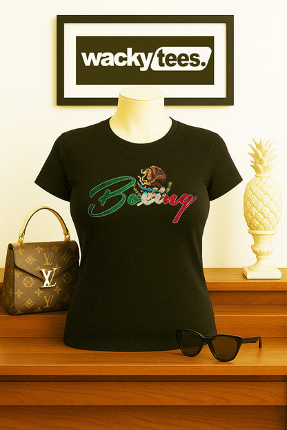 Boxing Mexico Mexican Flag Eagle Graphic Tee Shirt
