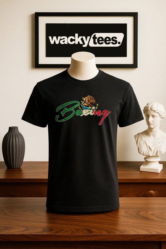 Boxing Mexico Mexican Flag Eagle Graphic Tee Shirt