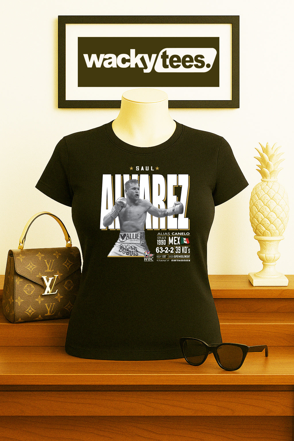 Canelo Alvarez Tale of the Tape Mexican Boxing Stats Graphic Tee Shirt