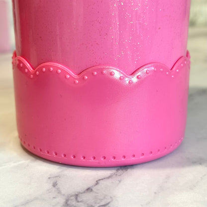 Glinda Pink Shimmer Scallop Tumbler Boot -fits 20-40oz New!