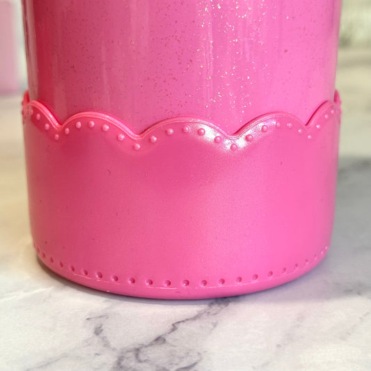 Glinda Pink Shimmer Scallop Tumbler Boot -fits 20-40oz New!