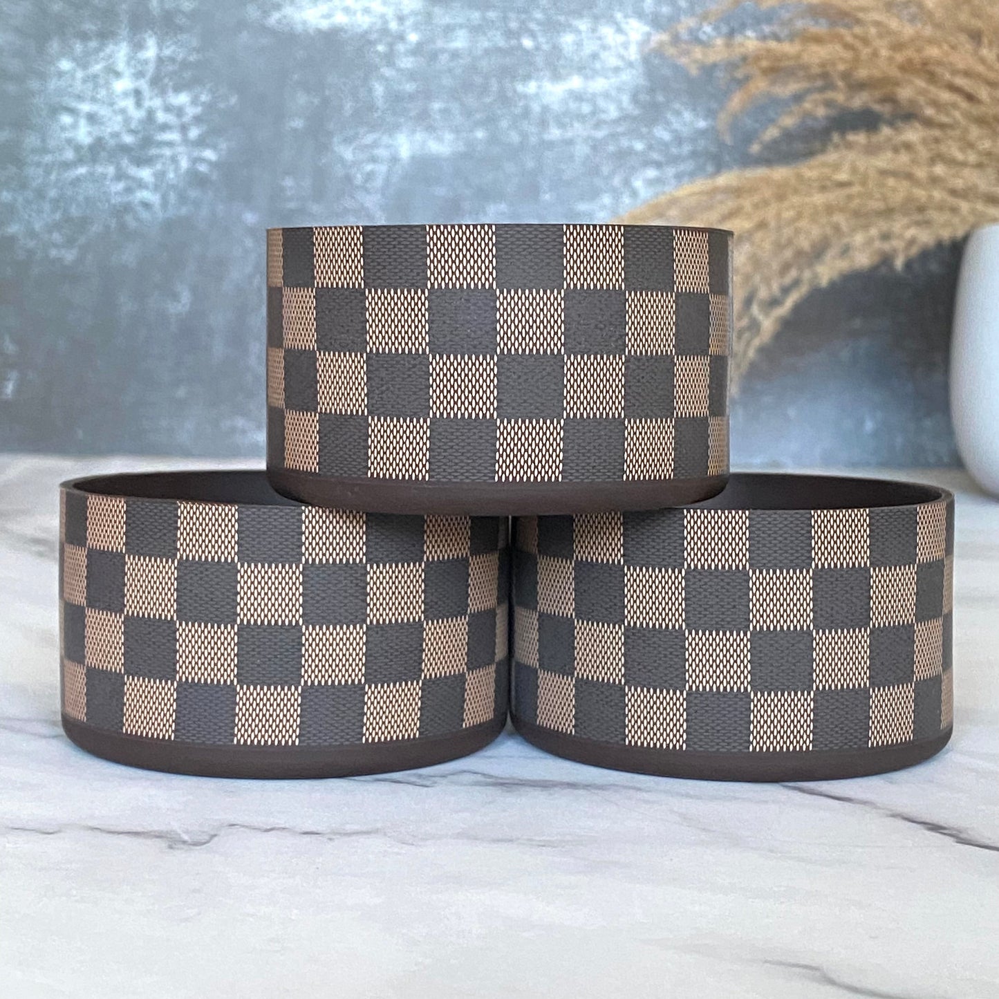 Brown Checkers Tumbler Boot -fits 20-40oz NEW!