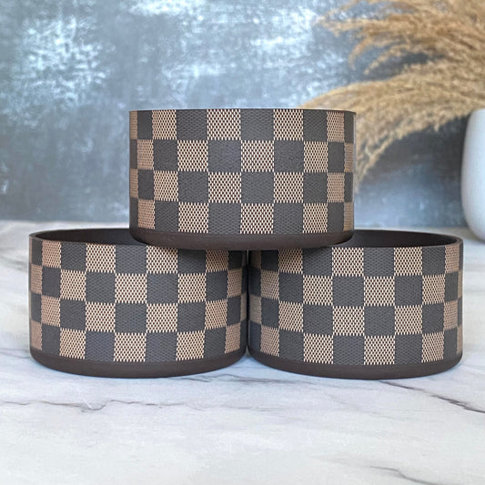 Brown Checkers Tumbler Boot -fits 20-40oz NEW!