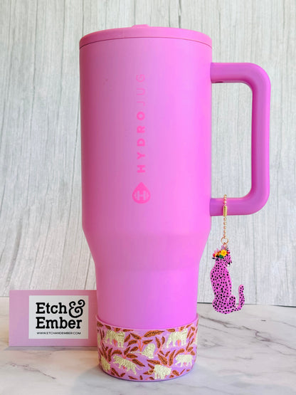 Pink Leopard Charm - Tumbler Handle Charm
