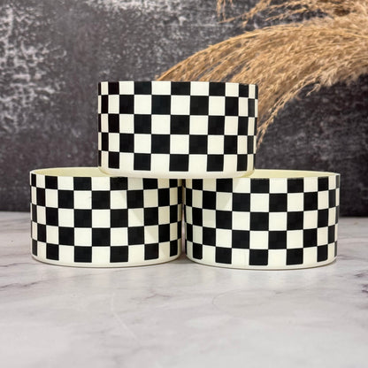 CREAM & BLACK CHECKERS Tumbler Boot -fits 20-40oz