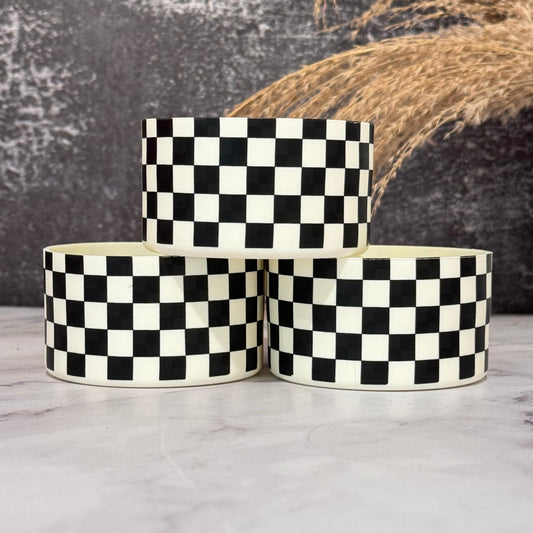 CREAM & BLACK CHECKERS Tumbler Boot -fits 20-40oz