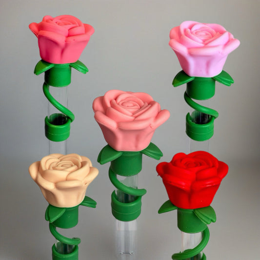 3D Rose Straw Toppers
