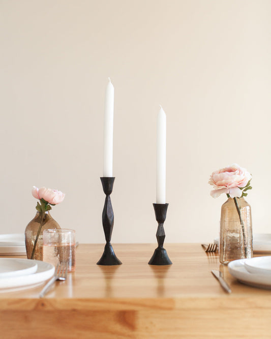 Low Diamond Hand-Forged Iron Candle Stand - Patrian Supply Co.