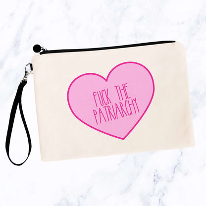 Fuck the Patriarchy Candy Heart Cosmetic Bag