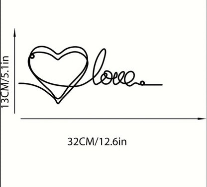 Metal Heart Love Shaped Wall Hanging Ornament Line Art Pendant Metal Wall Decor