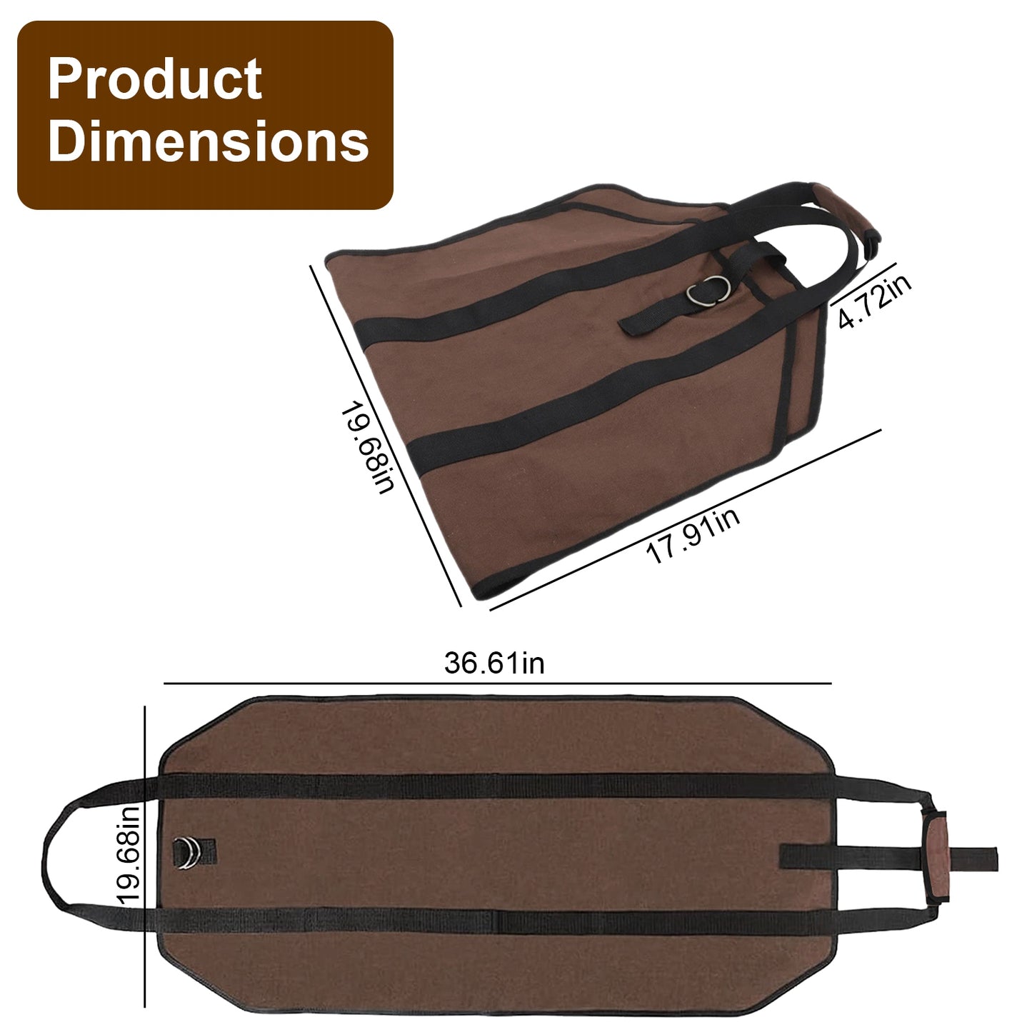 1Pc Firewood Carrier Bag with Handle Durable