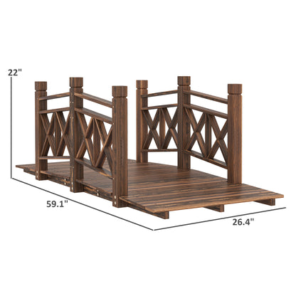 5 Ft. Wooden Garden Bridge Footbridge For Ponds, Creeks, Streams, Carbonized