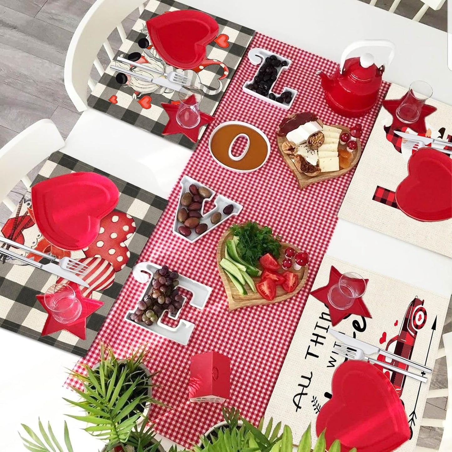 Valentines Day Placemats Set Of 4, 17x12.5 Inches