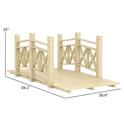 5 Ft. Wooden Garden Bridge Footbridge For  Ponds, Creeks, Streams, Nature Wood